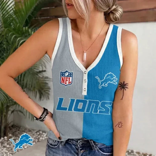 [TOUCHDOWN DEAL] NEW CUSTOMIZED NFL04 DTL DETROIT LIONS WOMEN'S V-NECK TANK TOP