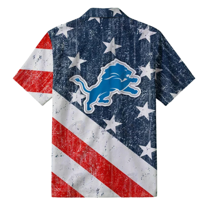 [TOUCHDOWN DEAL] NEW CUSTOMIZED NFL04 DTL DETROIT LIONS PATRIOTIC 250 USA HAWAIIAN SHIRT