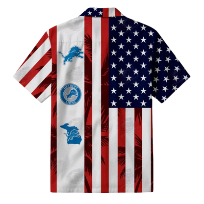 [TOUCHDOWN DEAL] NEW CUSTOMIZED NFL04 DTL DETROIT LIONS PATRIOTIC 250 USA HAWAIIAN SHIRT