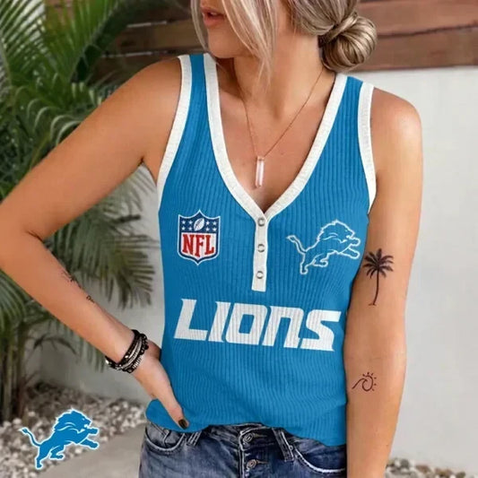 [TOUCHDOWN DEAL] NEW CUSTOMIZED NFL04 DTL DETROIT LIONS WOMEN'S V-NECK TANK TOP