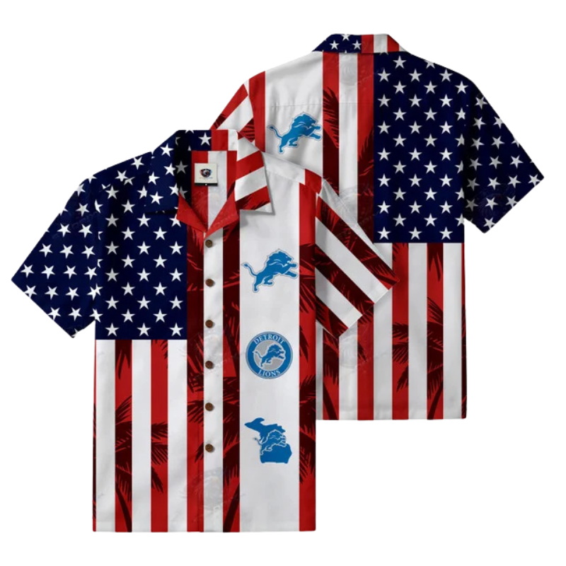 [TOUCHDOWN DEAL] NEW CUSTOMIZED NFL04 DTL DETROIT LIONS PATRIOTIC 250 USA HAWAIIAN SHIRT