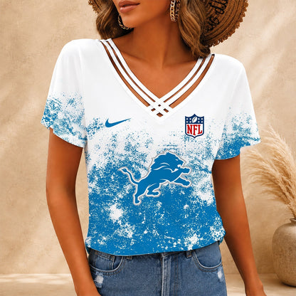 [TOUCHDOWN DEAL] NEW CUSTOMIZED NFL04 DTL DETROIT LIONS V-NECK SHIRT