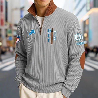 [TOUCHDOWN DEAL] NEW CUSTOMIZED NFL04 DTL DETROIT LIONS MULTICOLOR STRIPED QUATER ZIP SWEATSHIRT