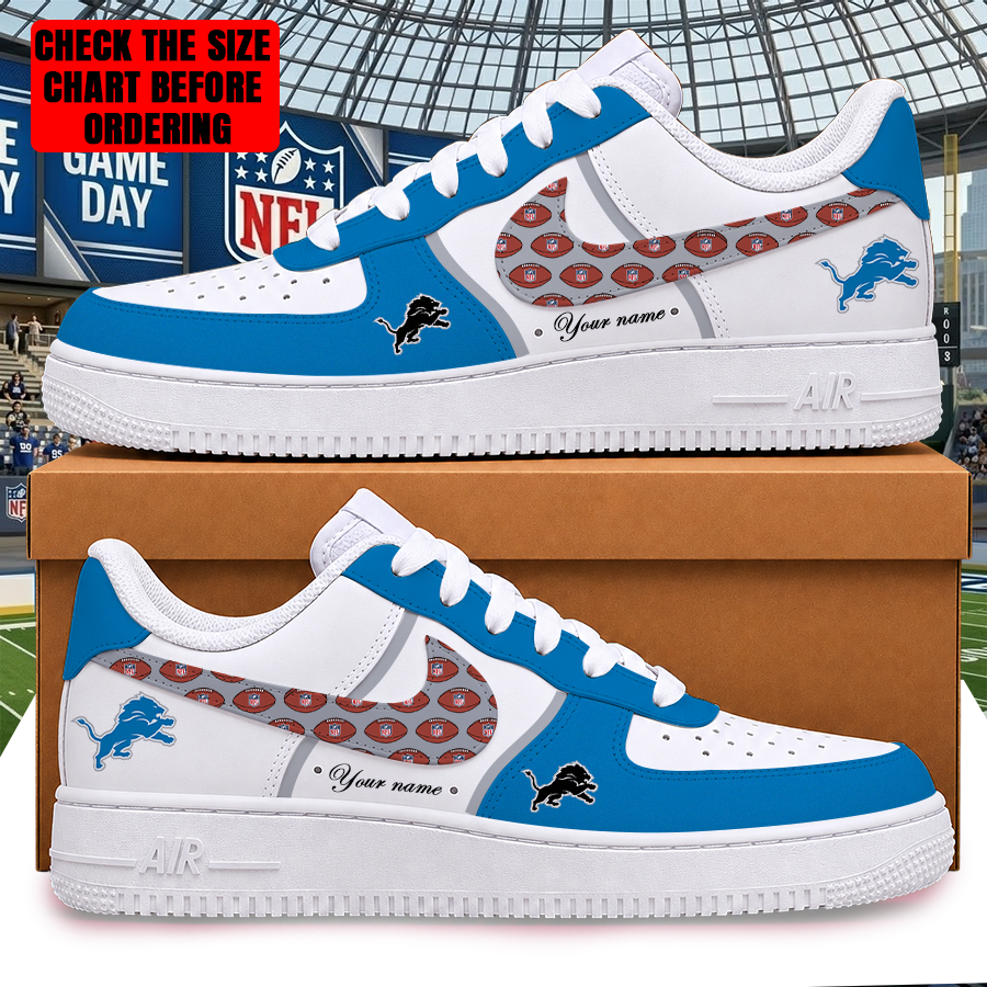 [TOUCHDOWN DEAL] NEW CUSTOMIZED NFL04 DTL DETROIT LIONS AF1 SHOES