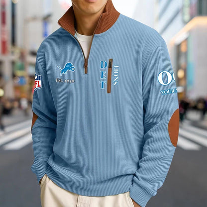 [TOUCHDOWN DEAL] NEW CUSTOMIZED NFL04 DTL DETROIT LIONS MULTICOLOR STRIPED QUATER ZIP SWEATSHIRT