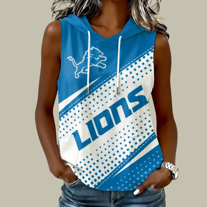 [TOUCHDOWN DEAL] NEW CUSTOMIZED NFL04 DTL DETROIT LIONS WOMEN'S SLEEVELESS HOODED POCKET TANK TOP