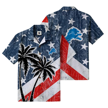 [TOUCHDOWN DEAL] NEW CUSTOMIZED NFL04 DTL DETROIT LIONS PATRIOTIC 250 USA HAWAIIAN SHIRT