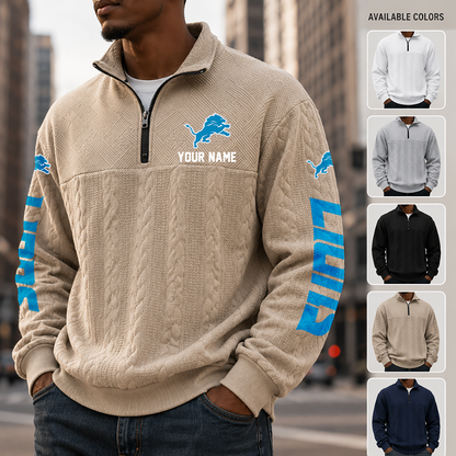 [TOUCHDOWN DEAL] NEW CUSTOMIZED NFL04 DTL DETROIT LIONS MULTICOLOR QUARTER-ZIP SWEATSHIRT