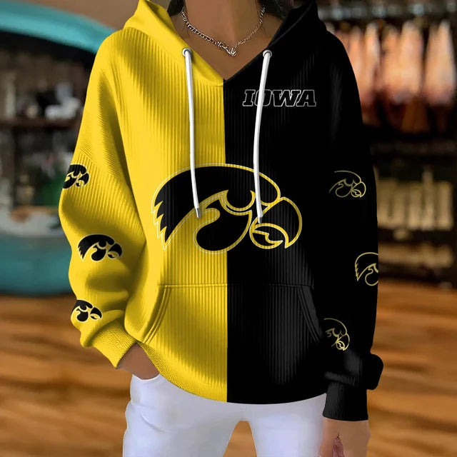 [HOOPS SPECIAL] NEW CUSTOMIZED NCAA CFH04 IWH IOWA HAWKEYES RIBBED HOODIE & SWEATSHIRT