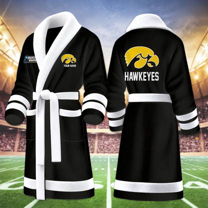 [HOOPS SPECIAL] NEW CUSTOMIZED NCAA CFH04 IWH IOWA HAWKEYES MULTICOLOR FLEECE BATHROBE