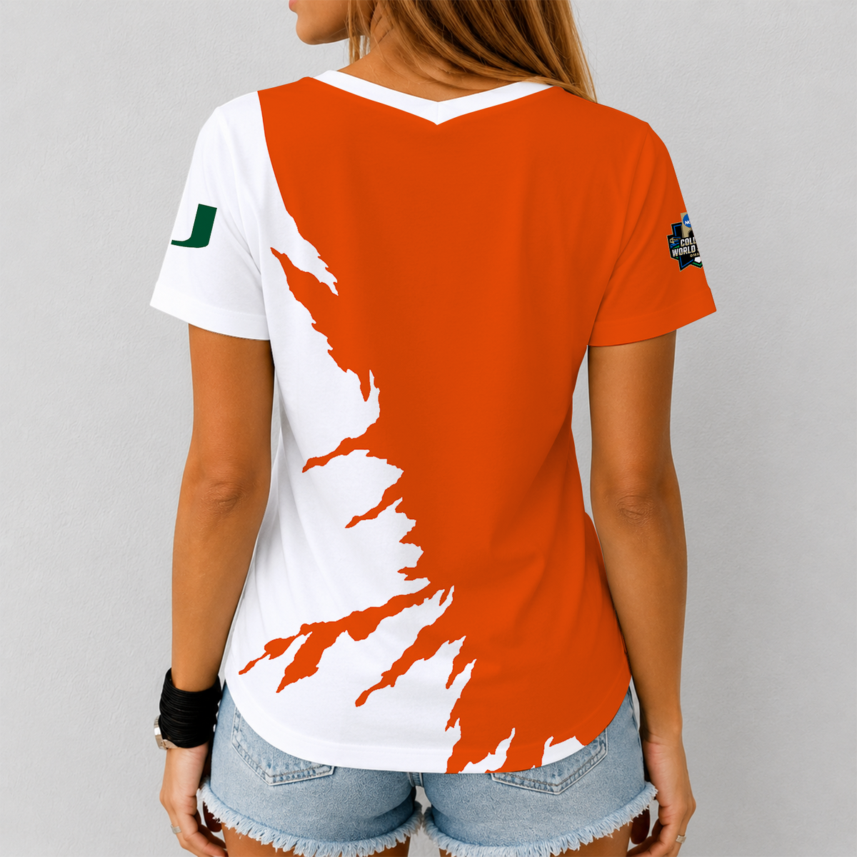 [HOMERUN DEAL] NEW CUSTOMIZED NCAA CWS04 MIH MIAMI HURRICANES V-NECK FEMALE SHIRT