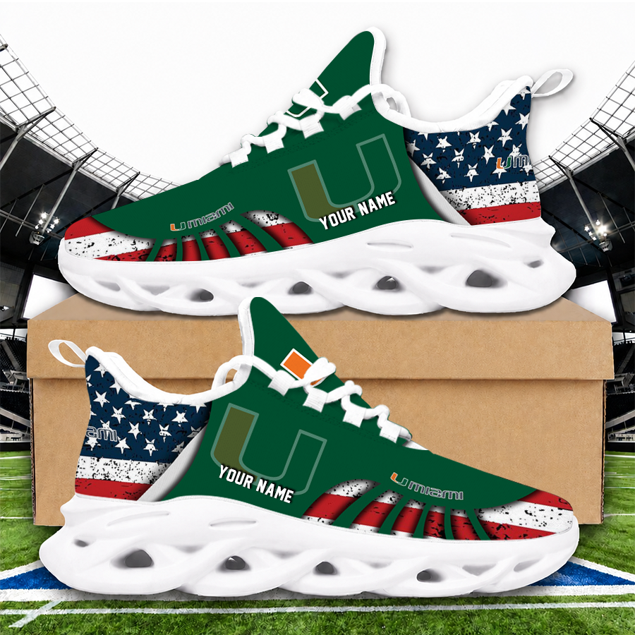 [HOMERUN DEAL] NEW CUSTOMIZED NCAA CWS04 MIH MIAMI HURRICANES UNISEX CLUNKY SNEAKERS