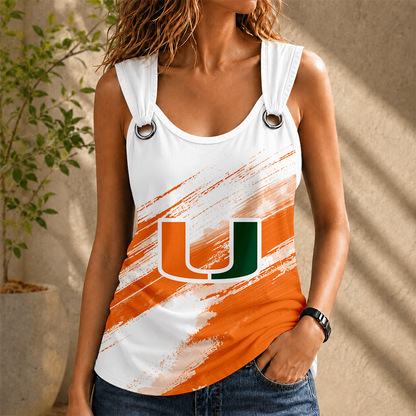 [HOMERUN DEAL] NEW CUSTOMIZED NCAA CWS04 MIH MIAMI HURRICANES O-RING SHOULDER TANK TOP