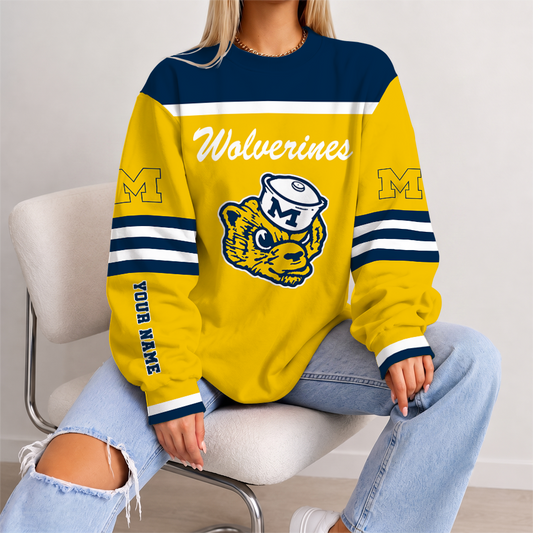 [PUCK DROP DEAL] NEW CUSTOMIZED NCAA MFF04 MIW MICHIGAN WOLVERINES UNISEX SWEATSHIRT