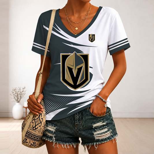 [PUCK DROP DEAL] NEW CUSTOMIZED NHL04 VGK VEGAS GOLDEN KNIGHTS V-NECK FEMALE SHIRT