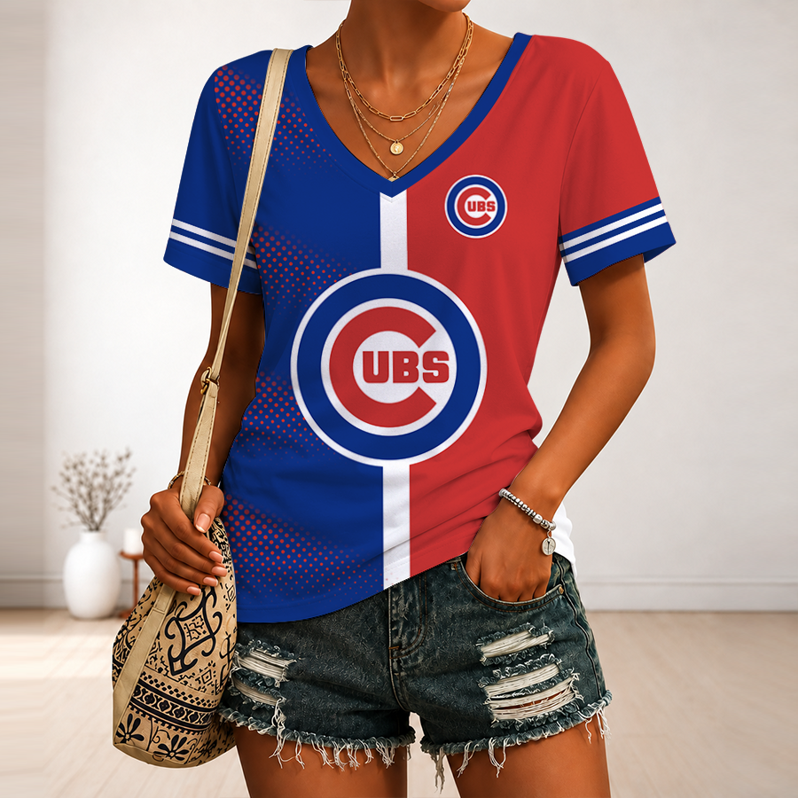 [HOMERUN DEAL] NEW CUSTOMIZED MLB04 CCS CHICAGO CUBS V-NECK FEMALE SHIRT