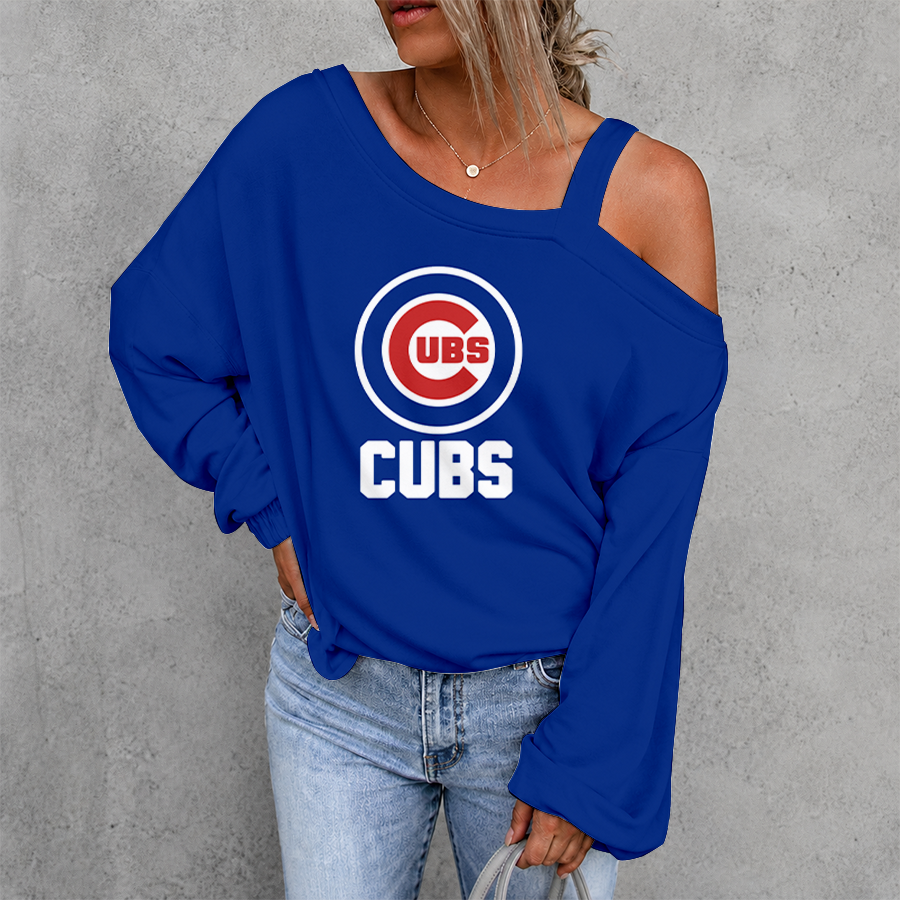 [HOMERUN DEAL] NEW CUSTOMIZED MLB04 CCS CHICAGO CUBS WOMEN'S OFF-SHOULDER LONG SLEEVE SHIRT