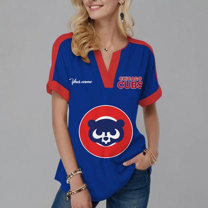 [HOMERUN DEAL] NEW CUSTOMIZED MLB04 CCS CHICAGO CUBS V-NECK FEMALE SHIRT