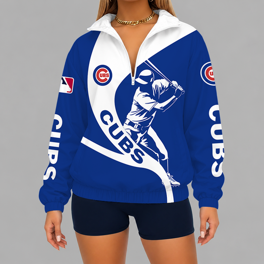 [HOMERUN DEAL] NEW CUSTOMIZED MLB04 CCS CHICAGO CUBS V-NECK ZIPPER SWEATSHIRT JACKET