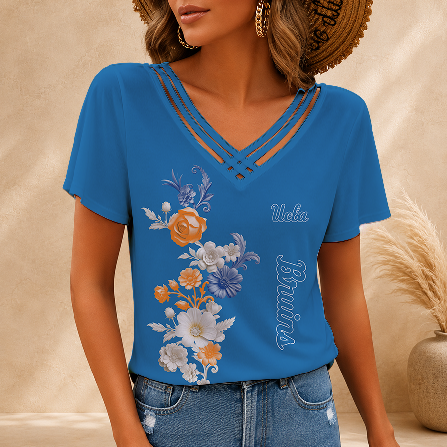 [SLAM DUNK DEAL] NEW CUSTOMIZED NCAA MAM04 UCB UCLA BRUINS V-NECK SHIRT