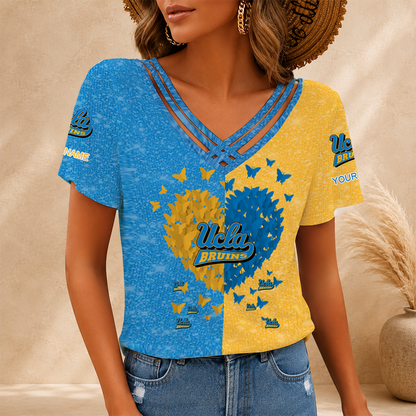 [SLAM DUNK DEAL] NEW CUSTOMIZED NCAA MAM04 UCB UCLA BRUINS V-NECK SHIRT
