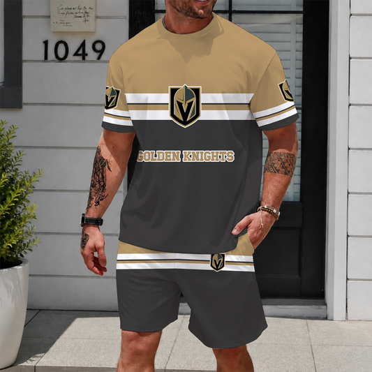 [PUCK DROP DEAL] NEW CUSTOMIZED NHL04 VGK VEGAS GOLDEN KNIGHTS UNISEX T-SHIRT & SHORTS SET