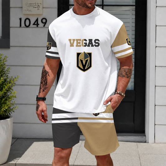 [PUCK DROP DEAL] NEW CUSTOMIZED NHL04 VGK VEGAS GOLDEN KNIGHTS UNISEX T-SHIRT & SHORTS SET