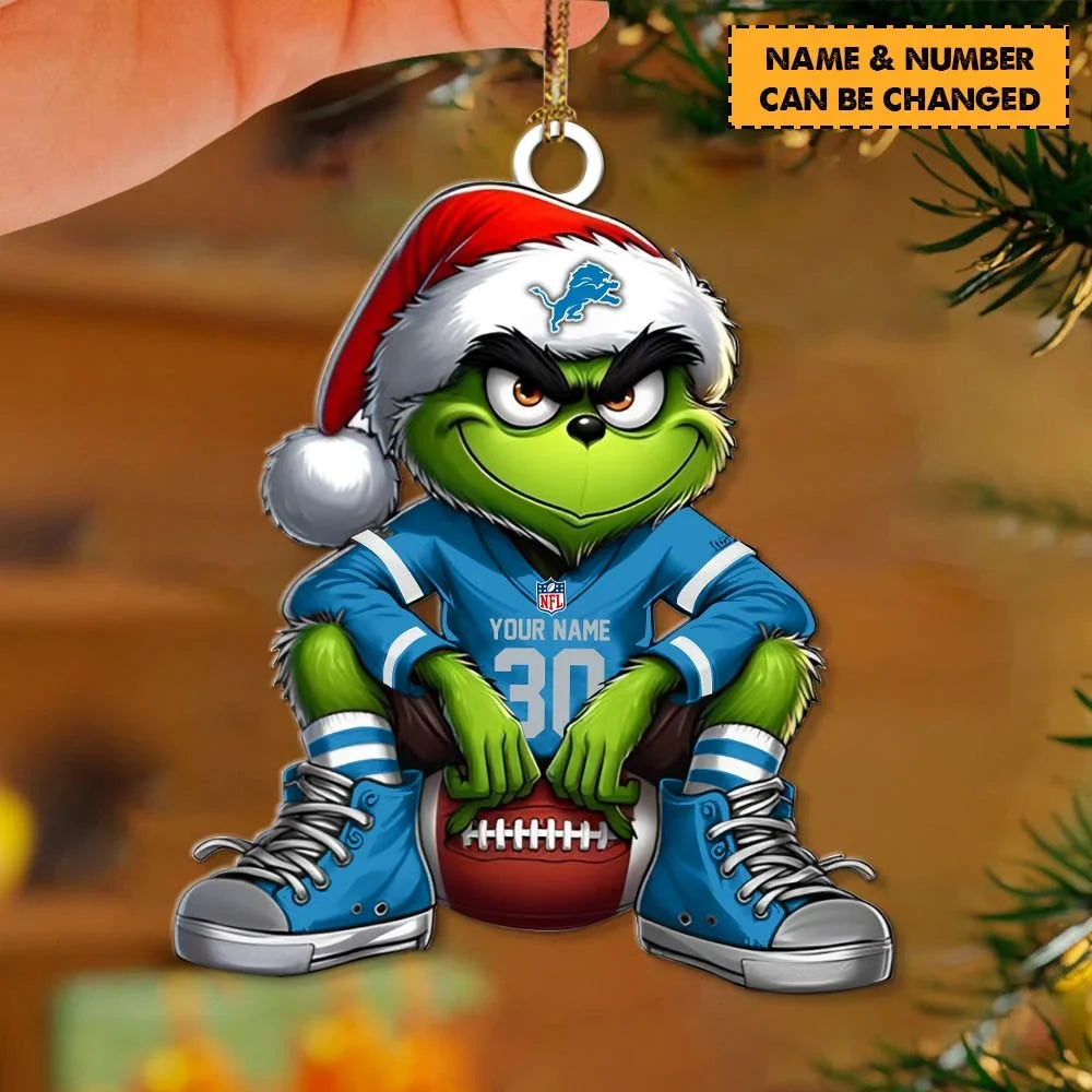 [TOUCHDOWN DEAL] NEW CUSTOMIZED NFL04 DTL DETROIT LIONS CHRISTMAS ACRYLIC ORNAMENT