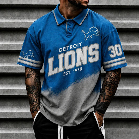 [TOUCHDOWN DEAL] NEW CUSTOMIZED NFL04 DTL DETROIT LIONS POLO SHIRT