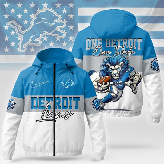 [TOUCHDOWN DEAL] NEW CUSTOMIZED NFL04 DTL DETROIT LIONS WINDBREAKER JACKET