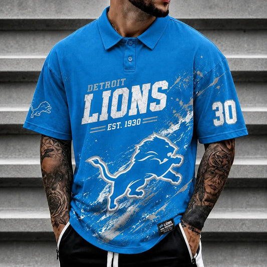 [TOUCHDOWN DEAL] NEW CUSTOMIZED NFL04 DTL DETROIT LIONS POLO SHIRT