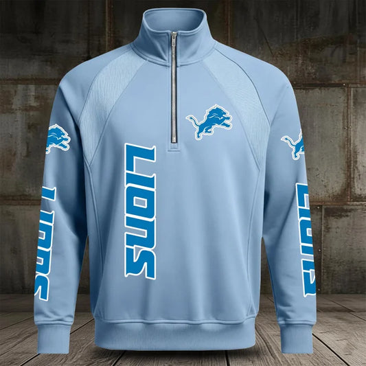 [TOUCHDOWN DEAL] NEW CUSTOMIZED NFL04 DTL DETROIT LIONS MEN'S MULTICOLOR QUARTER-ZIP PULLOVER