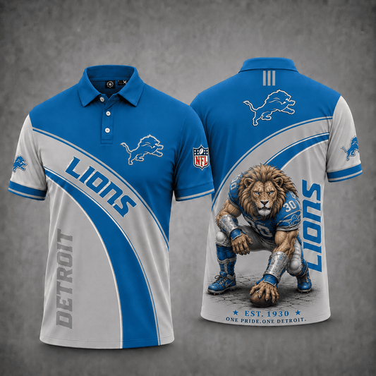 [TOUCHDOWN DEAL] NEW CUSTOMIZED NFL04 DTL DETROIT LIONS POLO SHIRT
