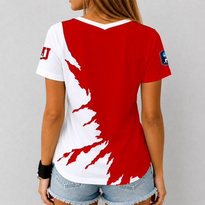 [PUCK DROP DEAL] NEW CUSTOMIZED NCAA MFF05 BUT BOSTON UNIVERSITY TERRIERS V-NECK FEMALE SHIRT