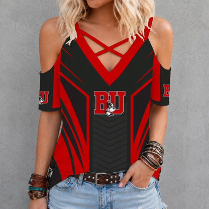 [PUCK DROP DEAL] NEW CUSTOMIZED NCAA MFF05 BUT BOSTON UNIVERSITY TERRIERS CRISS CROSS V-NECK TOP