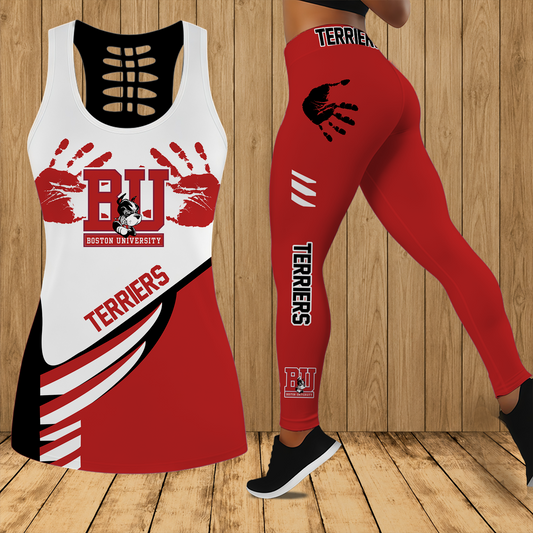 [PUCK DROP DEAL] NEW CUSTOMIZED NCAA MFF05 BUT BOSTON UNIVERSITY TERRIERS HOLLOW TANK TOP & LEGGINGS SET