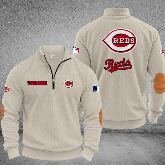 [HOMERUN DEAL] NEW CUSTOMIZED MLB05 CRS CINCINNATI REDS MULTICOLOR STRIPED QUATER ZIP SWEATSHIRT