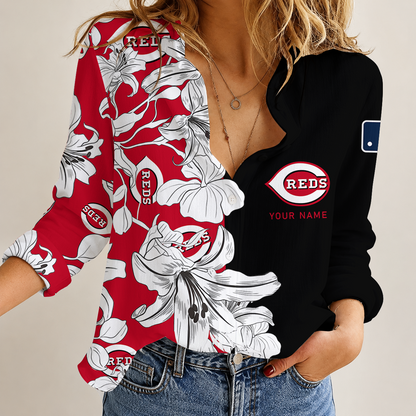 [HOMERUN DEAL] NEW CUSTOMIZED MLB05 CRS CINCINNATI REDS WOMEN CASUAL SHIRT