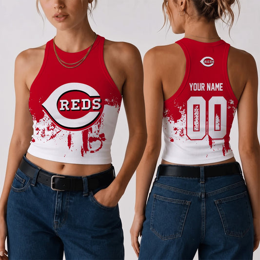 [HOMERUN DEAL] NEW CUSTOMIZED MLB05 CRS THE REDS WOMEN'S CROP TOP