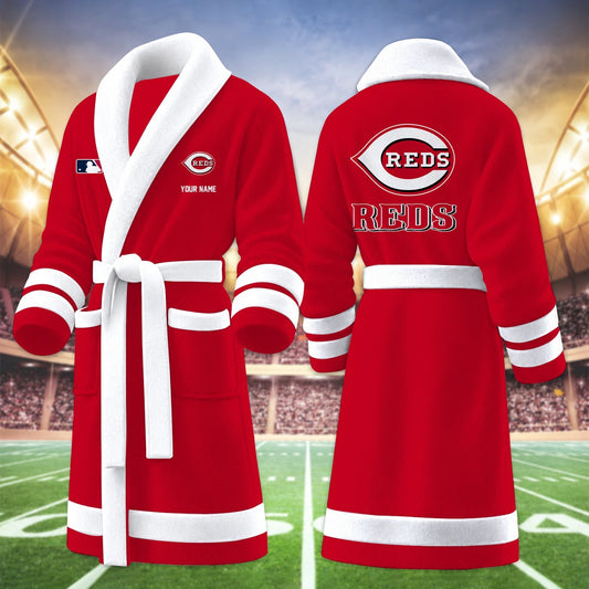 [HOMERUN DEAL] NEW CUSTOMIZED MLB05 CRS CINCINNATI REDS MULTICOLOR FLEECE BATHROBE