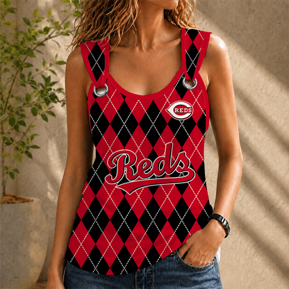[HOMERUN DEAL] NEW CUSTOMIZED MLB05 CRS CINCINNATI KHAKIS O-RING SHOULDER TANK TOP