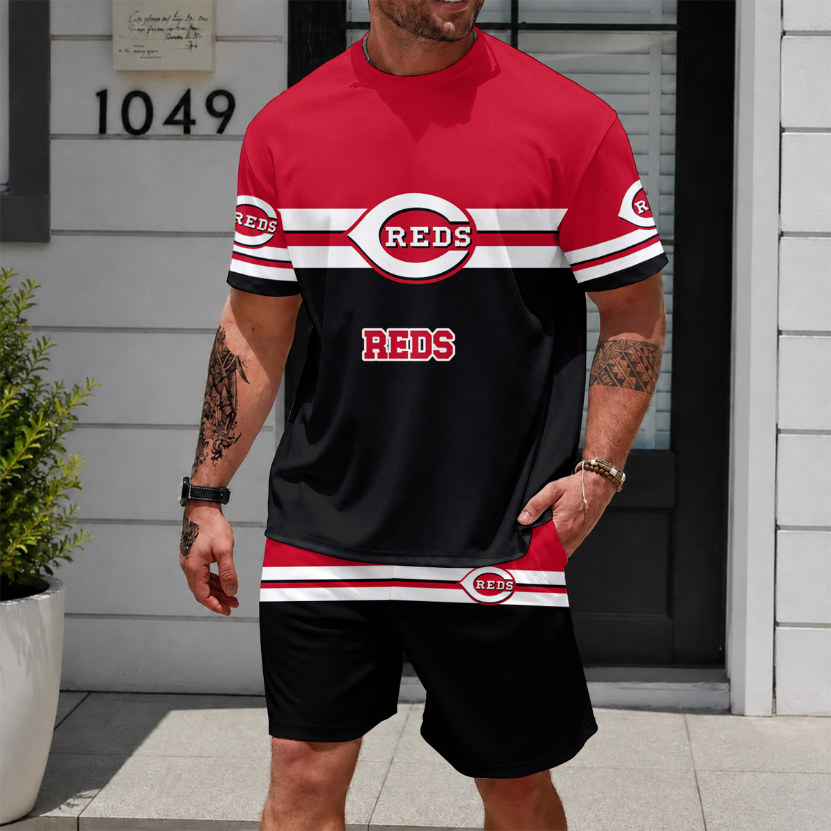 [HOMERUN DEAL] NEW CUSTOMIZED MLB05 CRS CINCINNATI REDS UNISEX T-SHIRT & SHORTS SET