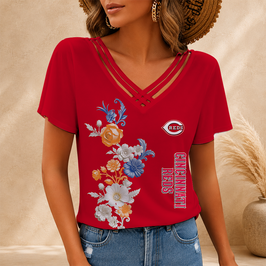 [HOMERUN DEAL] NEW CUSTOMIZED MLB05 CRS CINCINNATI REDS V-NECK SHIRT
