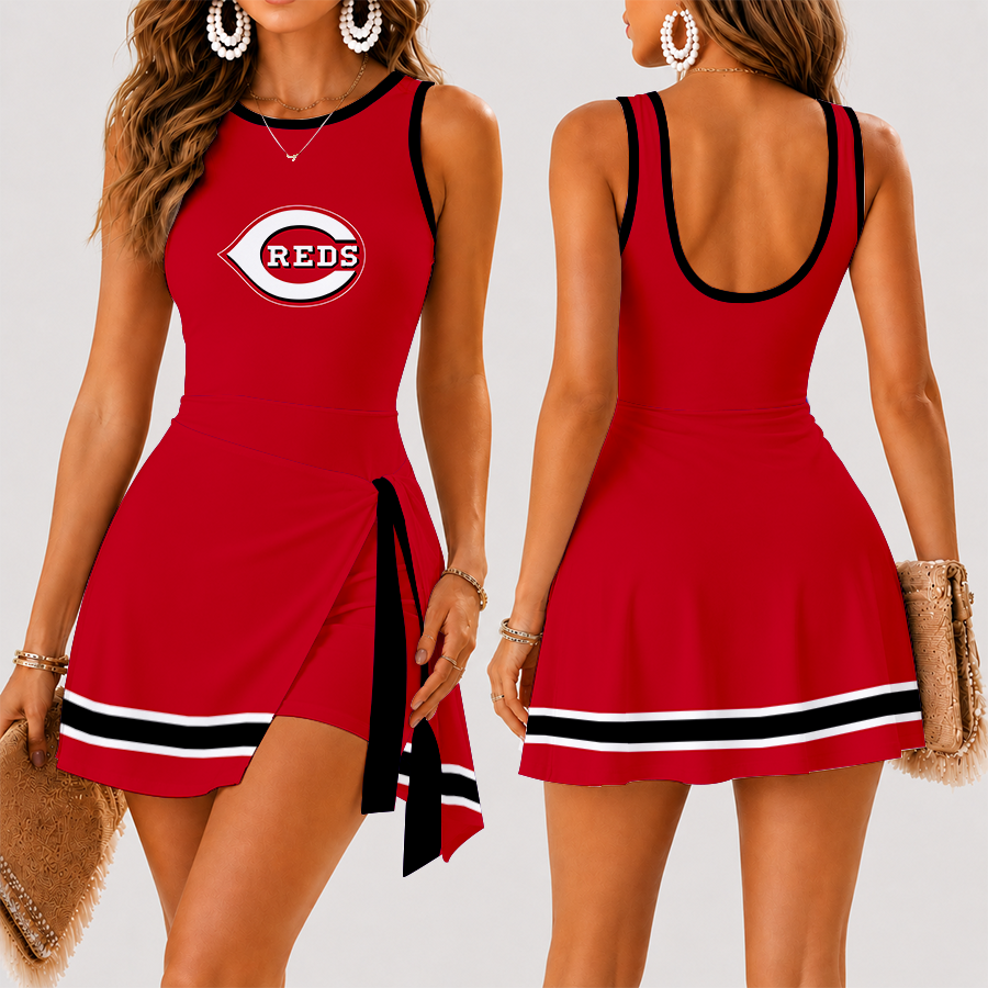 [HOMERUN DEAL] NEW CUSTOMIZED MLB05 CRS CINCINNATI REDS WOMEN'S SUMMER SKORT DRESS