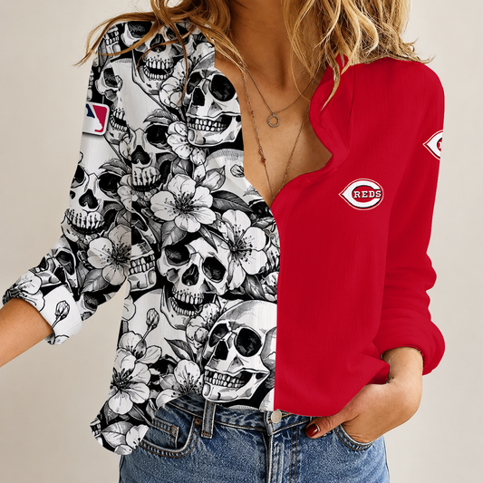 [HOMERUN DEAL] NEW CUSTOMIZED MLB05 CRS CINCINNATI REDS WOMEN'S CASUAL SHIRT