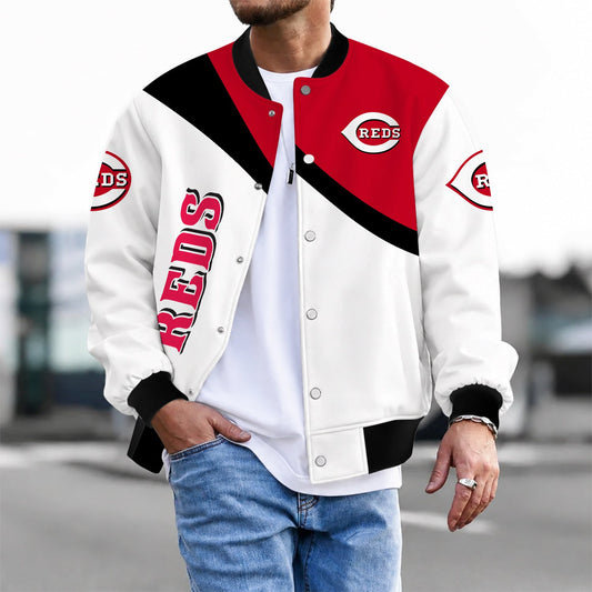 [HOMERUN DEAL] NEW CUSTOMIZED MLB05 CRS CINCINNATI REDS SATIN VARSITY & BASEBALL JACKET