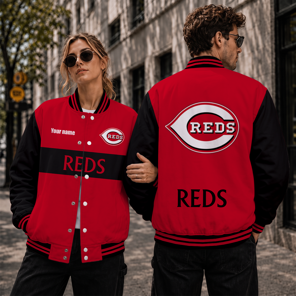 [HOMERUN DEAL] NEW CUSTOMIZED MLB05 CRS CINCINNATI REDS SATIN VARSITY & BASEBALL JACKET