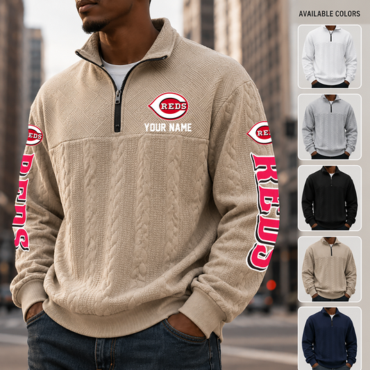 [HOMERUN DEAL] NEW CUSTOMIZED MLB05 CRS CINCINNATI REDS MULTICOLOR QUARTER-ZIP SWEATSHIRT