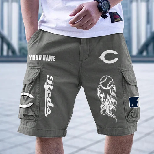 [HOMERUN DEAL] NEW CUSTOMIZED MLB05 CRS CINCINNATI REDS MEN'S CARGO SHORTS