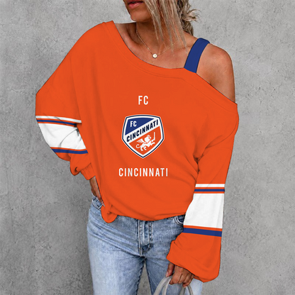 [GOAL DEAL] NEW CUSTOMIZED MLS05 FCC FC CINCINNATI WOMEN'S OFF-SHOULDER LONG SLEEVE SHIRT
